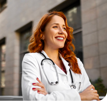 Médica sorrindo